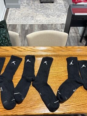 Jordan Black Crew Athletic Socks with White Jumpman Logo (3 Pair)